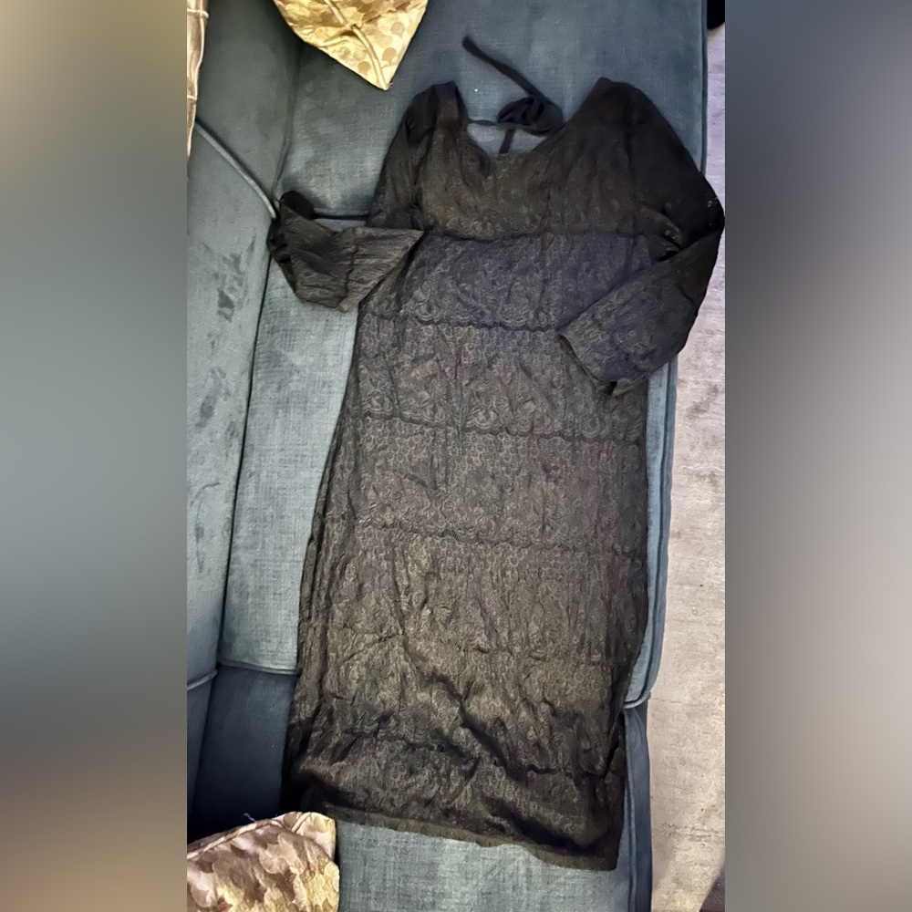 Black Lost Mid-Sleeve Lace Dress, Size S